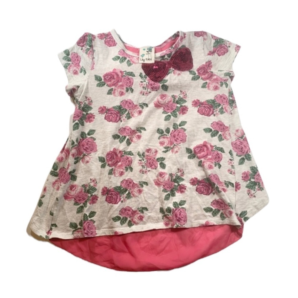 Lily Bleu | Floral Blouse Bow Sequin Open Back Layer Pink
